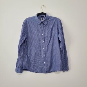 Vintage Y2K Gap 100% Cotton Men's Classic Blue Striped Button Down Shirt Size M